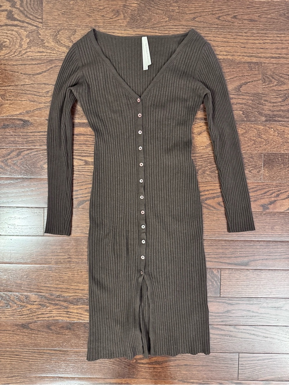 Babaton Avalon Merino Wool Knit Midi Dress Espresso Brown M - Picture 3 of 13